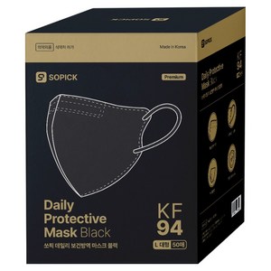 쏘픽 데일리 보건방역 마스크 대형 KF94, 블랙, 5개입, 10개