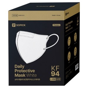 쏘픽 데일리 보건방역 마스크 대형 KF94, 화이트, 5개입, 10개