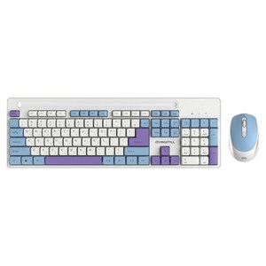 맥스틸 저소음 3색 키캡 풀배열 사무용 무선키보드 + 마우스 + 키스킨 세트