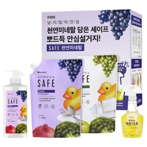 세이프 미네랄 주방세제 오리지널 본품 720ml + 리필 1L + 마일드 리필 1L + 뿌리는 레몬식초 400ml 세트, 1세트
