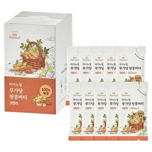 마이노멀 100% 무가당 땅콩버터 스틱 크런치, 20g, 10개