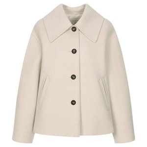 올리브데올리브 여성용 빅카라 싱글버튼 숏 핸드메이드 코트