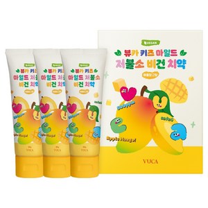 뷰카 키즈 마일드 저불소 비건치약 애플망고향 3p, 240g, 1개