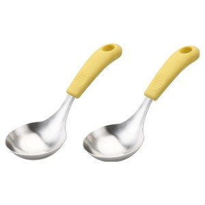 뉴비아 실리콘손잡이 스텐304 미니 국자, 길이 22cm x ..., 옐로우, 2개