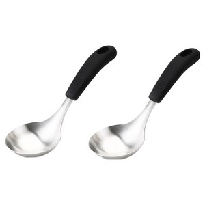 뉴비아 실리콘손잡이 스텐304 미니 국자, 길이 22cm x ..., 블랙, 2개
