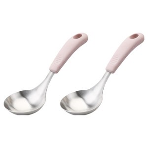 뉴비아 실리콘손잡이 스텐304 미니 국자, 길이 22cm x ..., 핑크, 2개