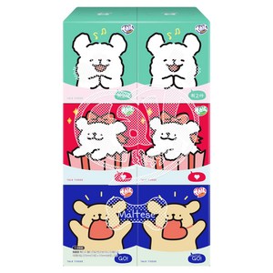 잘풀리는집 톡티슈 몰티즈 & 리트리버 미니 미용티슈 2겹 100p x 2개 x 3종 세트, 100매, 6개