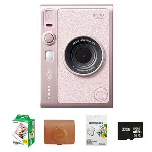인스탁스 후지필름 미니에보 카메라 젠틀로즈 + 케이스 가로브라운 + 미니필름 2p + 32G 메모리 + 보호필름 세트 FI038