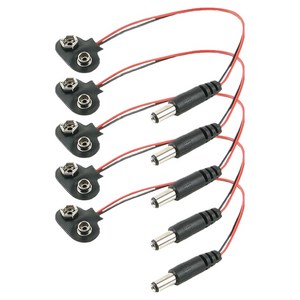 컴스 9V 건전지 to DC 변환 외경 5.5 내경 2.1 16cm 5p