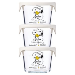 락앤락 피너츠 스누피 리틀럽 이유식 용기 3p, 아이보리, 260ml, 1개