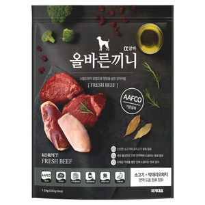 국개대표 올바른끼니 강아지 알파 소고기 기능성 사료, 면역/항산화, 1.2kg, 1개