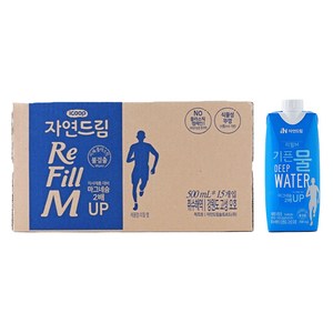 기픈물 자연드림 리필엠 종이팩 마그네슘 2배 해양심층수, 500ml, 15개