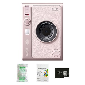 인스탁스 미니에보 즉석카메라 젠틀로즈 + 미니필름 10p + SD카드 32GB + 보호필름 세트 FI038