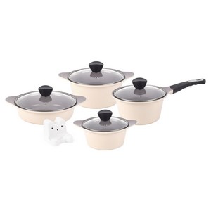 키친웰 벨로스 세라믹 코팅 냄비 5종 뚜껑 랜덤발송, 베이지, 양수냄비 16cm ..., 1세트