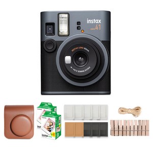 인스탁스 즉석카메라 instax mini41 + 전용가방 브라운 + 미니필름 40p + 종이액자 + 나무 데코 세트