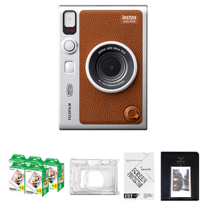 인스탁스 미니에보 즉석카메라 브라운 + 필름 100p + 케이스 투명 + 마카롱 2단 앨범 랜덤발송 + 액정보호필름 세트