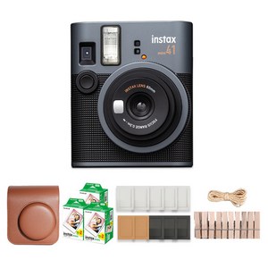 인스탁스 미니41 즉석카메라 블랙 + 전용가방 브라운 + 미니필름 60p + 종이액자 랜덤발송 + 나무데코 세트