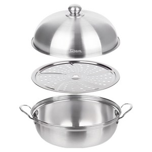 시샘 인덕션 사용가능 초음파 세척한 스텐 찜냄비 + 레스팅 커버 세트, 20cm, 1세트