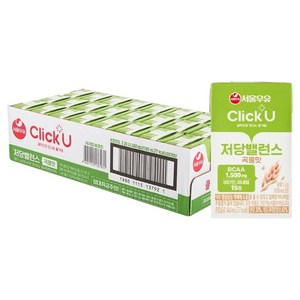 클릭유 서울우유 저당밸런스 곡물맛, 140ml, 24개