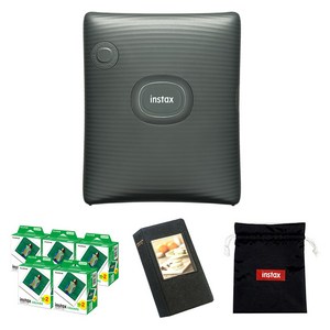 인스탁스 포토프린터 스퀘어링크 미드나잇그린 + 필름 100p + 마카롱 2단앨범 랜덤발송 + 로고파우치 랜덤발송 세트