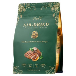 허즈 전연령 강아지 프리미엄 치킨 오리간 레시피 건조사료, 닭+오리, 1kg, 1개
