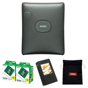 인스탁스 포토프린터 스퀘어링크 미드나잇 그린 + 필름 40p + 마카롱 2단 앨범 + 로고 파우치 세트