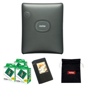 인스탁스 포토프린터 스퀘어링크 미드나잇 그린 + 필름 60p + 마카롱 2단앨범 랜덤발송 + 로고파우치 랜덤발송 세트