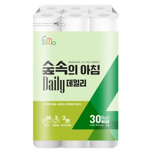 파모 숲속의 아침 데일리 도톰한 3겹 화장지, 30롤, 30m, 1개
