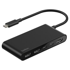벨킨 connect USB C 5 in 1 5Gbps 4K 60Hz HDMI 100W PD 듀얼 포트 허브 AVC022fqBK