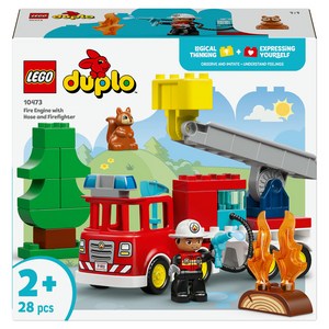 레고 듀플로 호스 달린 소방차와 소방관 10473