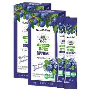 뉴트리디데이 리얼 100% NFC 착즙 유기농 블루베리 스틱, 280g, 2개