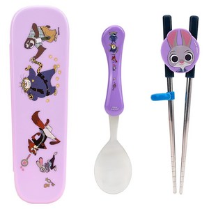 릴팡 아동용 주토피아2 스텐 킨더 2단계 젓가락 스푼글라이더 케이스 세트