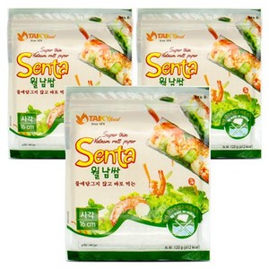 타이키 물없이 싸먹는 월남쌈 라이스페이퍼 사각 16cm, 120g, 3개