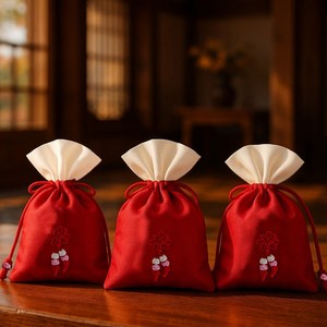 파티쇼 파스텔 복 주머니, 레드, 3개