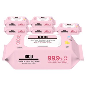 리꼬 베이비 유아용품 소독티슈 캡형, 70매, 55g, 6개