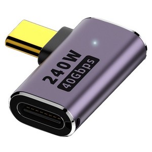 YTEK 240W 40Gbps 8K OTG USB4 Gen3x2 C타입 90도 D형 꺾임 M/F 연장 젠더