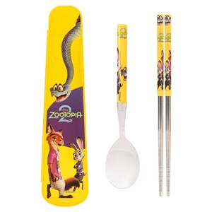 릴팡 주니어 주토피아2 가벼운 슬림 진공 스텐수저 케이스 3종 세트