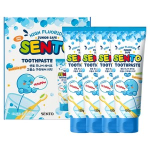 센토 주니어 세이프 구취케어 어린이치약 풍선껌향, 120g, 4개