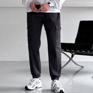 이브클로젯 남성용 코튼 스판 밴딩 일자핏 카고 조거팬츠 6079-1