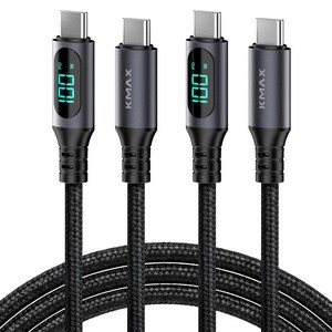 케이맥스 100W LCD 메탈패브릭 C-C타입 초고속 충전 케이블