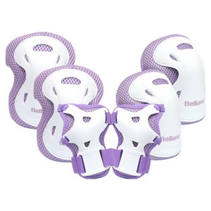 벨랑 아동용 인라인 손목 팔꿈치 무릎 보호대 세트, 퍼플, 손목보호대(S / ..., 1세트