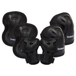 벨랑 아동용 인라인 손목 팔꿈치 무릎 보호대 세트, 블랙, 손목보호대(S / ..., 1세트