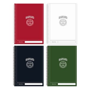 하버드 모토 국내 제조 스프링 유선노트 4종 세트, 크림슨, 블랙, 화..., 1세트