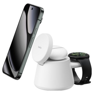 벨킨 울트라차지 3in1 Qi2 25W 모듈형 초고속 무선 충전 독 WIZ052krWH