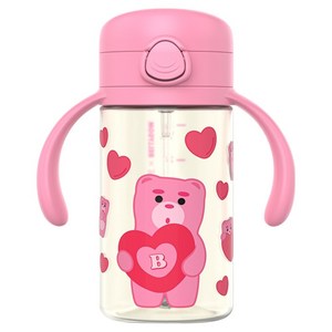 주니 벨리곰 원터치 빨대컵, 핑크, 260ml, 1개