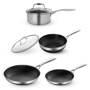 쿡셀 인덕션 세라믹 7세대 냄비 + 프라이팬, 스텐, 6종, 1세트