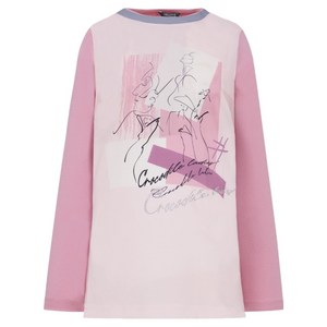 크로커다일레이디 여성용 모던 기하학 프린트 라운드넥 티셔츠 CLDSTS108