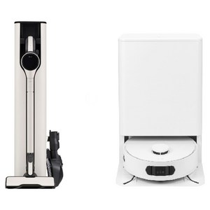 LG전자 코드제로 오브제컬렉션 A9 무선청소기 AX958BWE + 코드제로 AI 오브제컬렉션 로보킹 올인원 프리스탠딩 로봇청소기 B93BHB 세트 방문설치