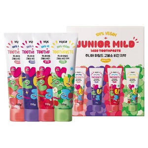 뷰카 주니어 마일드 고불소 비건치약 110g x 4종 세트 프루티 믹스, 1세트