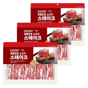 꼬리치는강아지 강아지 스테이크 건조간식, 400g, 소고기슬라이스, 3개